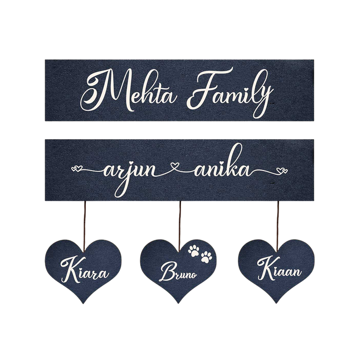 Minimalist 3D Wooden Nameplate for Family