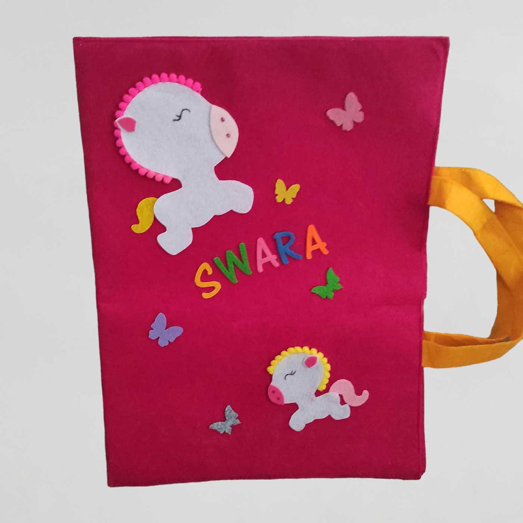 Personalized Handmade Unicorn Theme Felt Kids Craft Folder