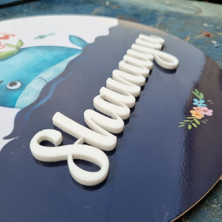 Personalized Mermaid Printed Kid's Nameplate with 3D Letters