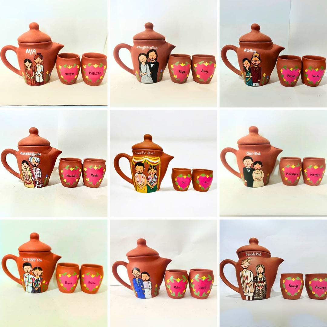 Handpainted Clay Teaset With Photo Based Caricature