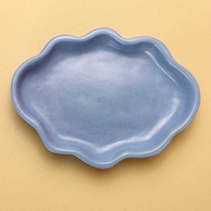 Handmade Blue Ceramic Cloud Plate