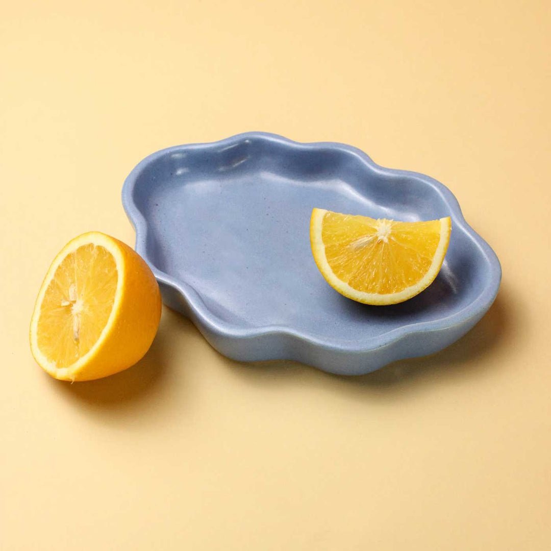 Handmade Blue Ceramic Cloud Plate