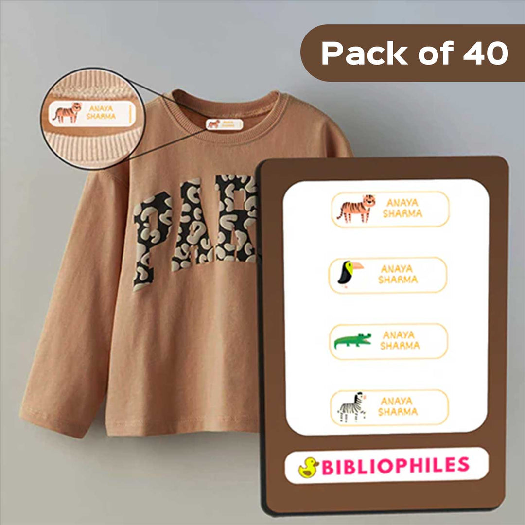 Personalized Iron On Wild Animals Waterproof Clothes Stickers | Set of 40