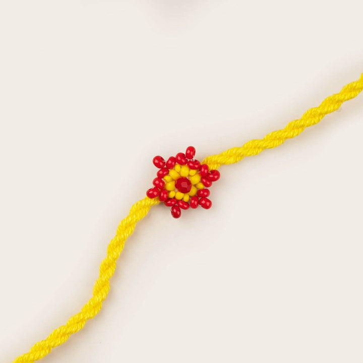 Handcrafted Glass Beads Tara Rakhi With Roli Chawal