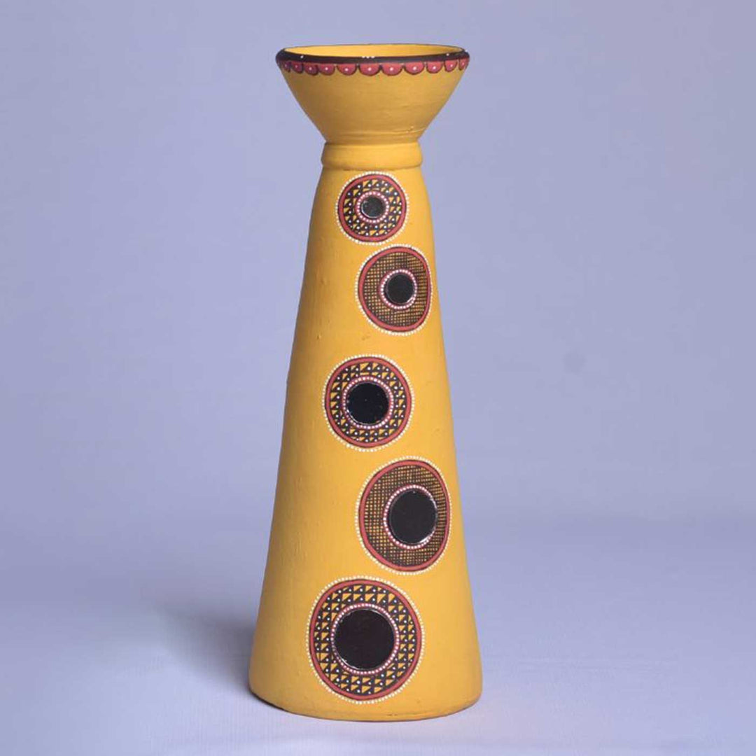 Handmade Yellow Tall Terracotta Oil Lamp / Diya