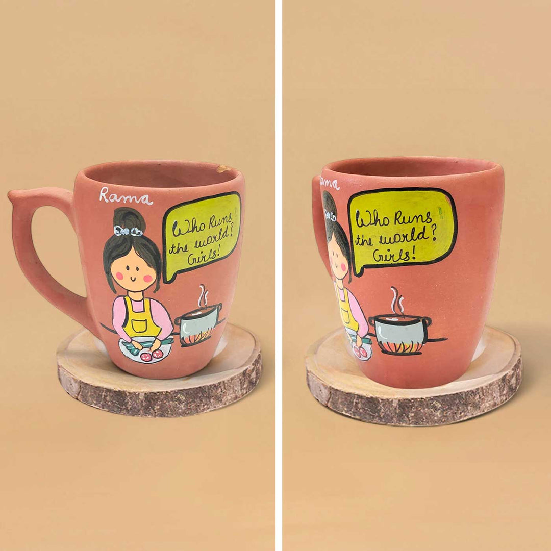 Handpainted Personalised 3D Terracotta Mug with Chef Avatar Illustrations and Quote