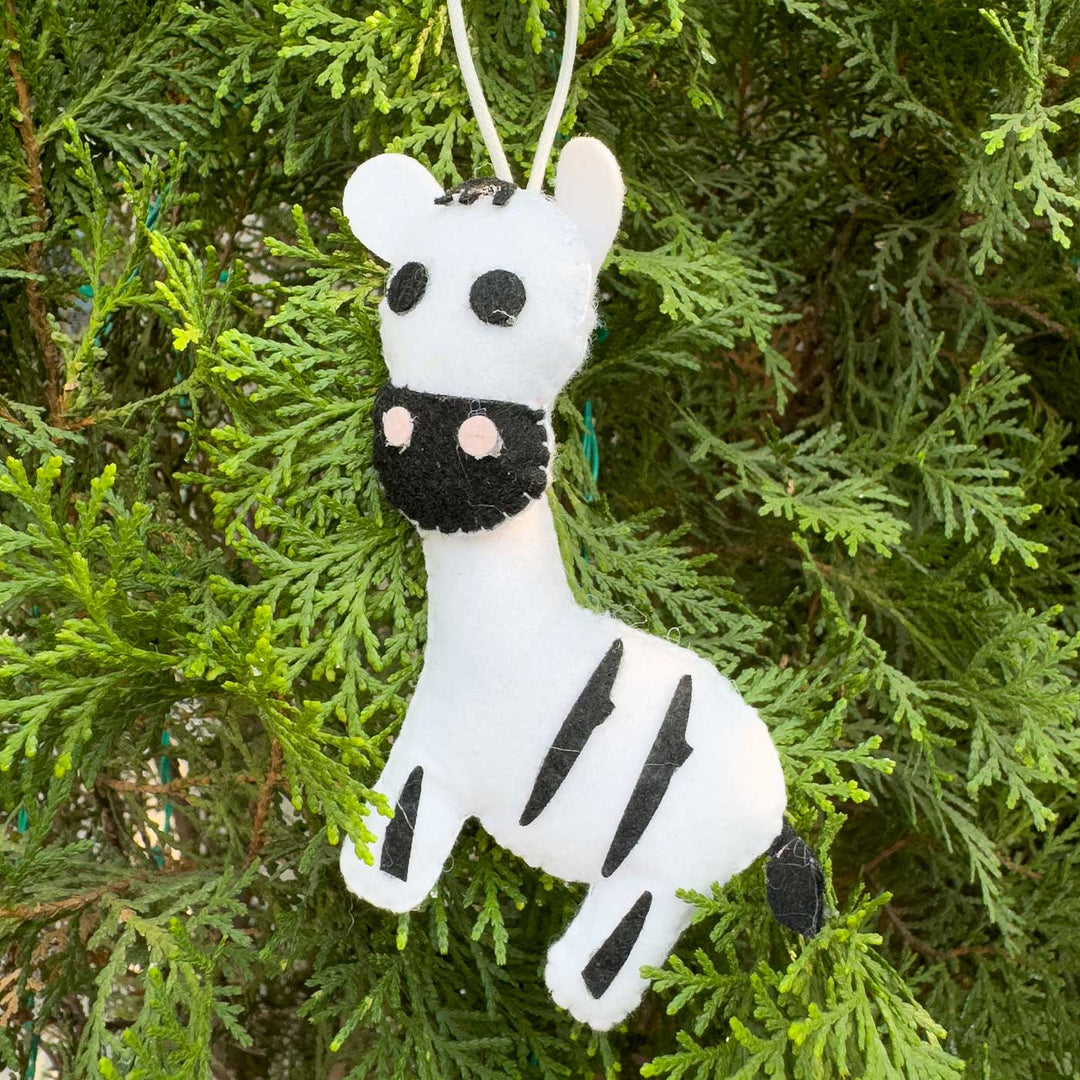 Handmade Zebra Kids Felt Ornament For Christmas Tree Decoration | Set Of 2