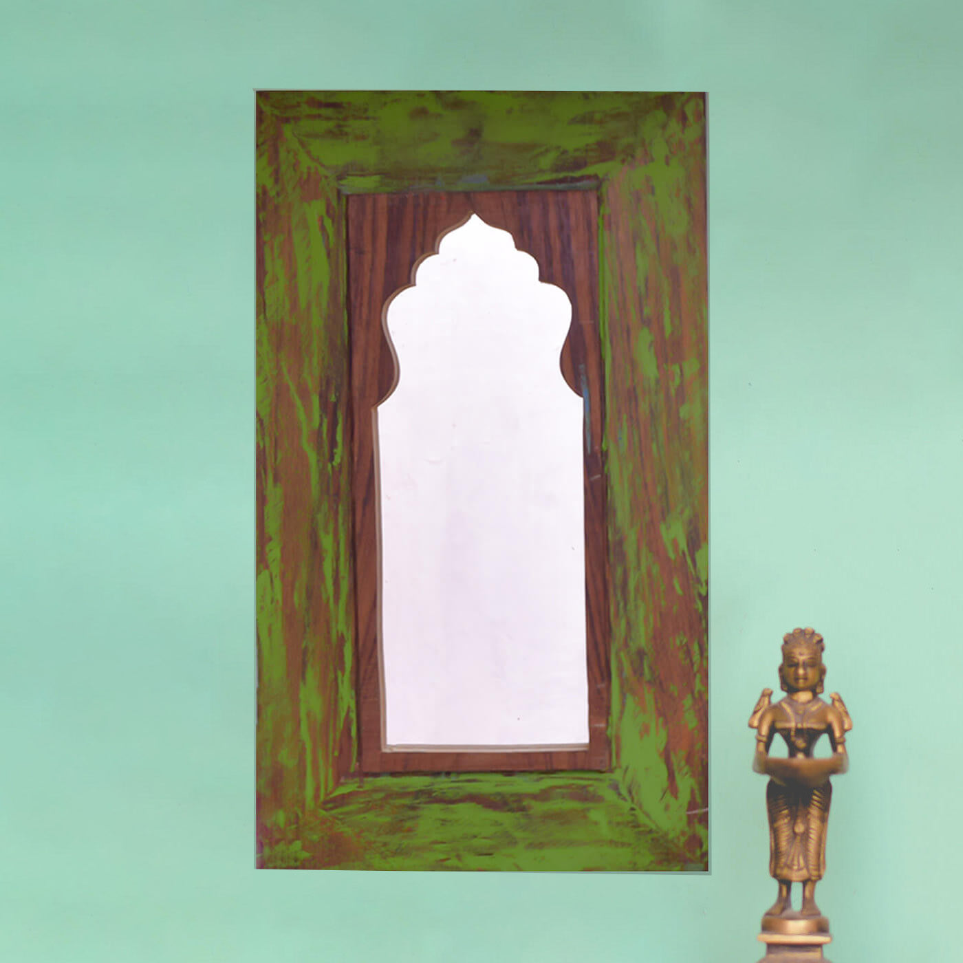 Buy Handpainted Antique Mirror with Vintage Wooden Frame Parrot