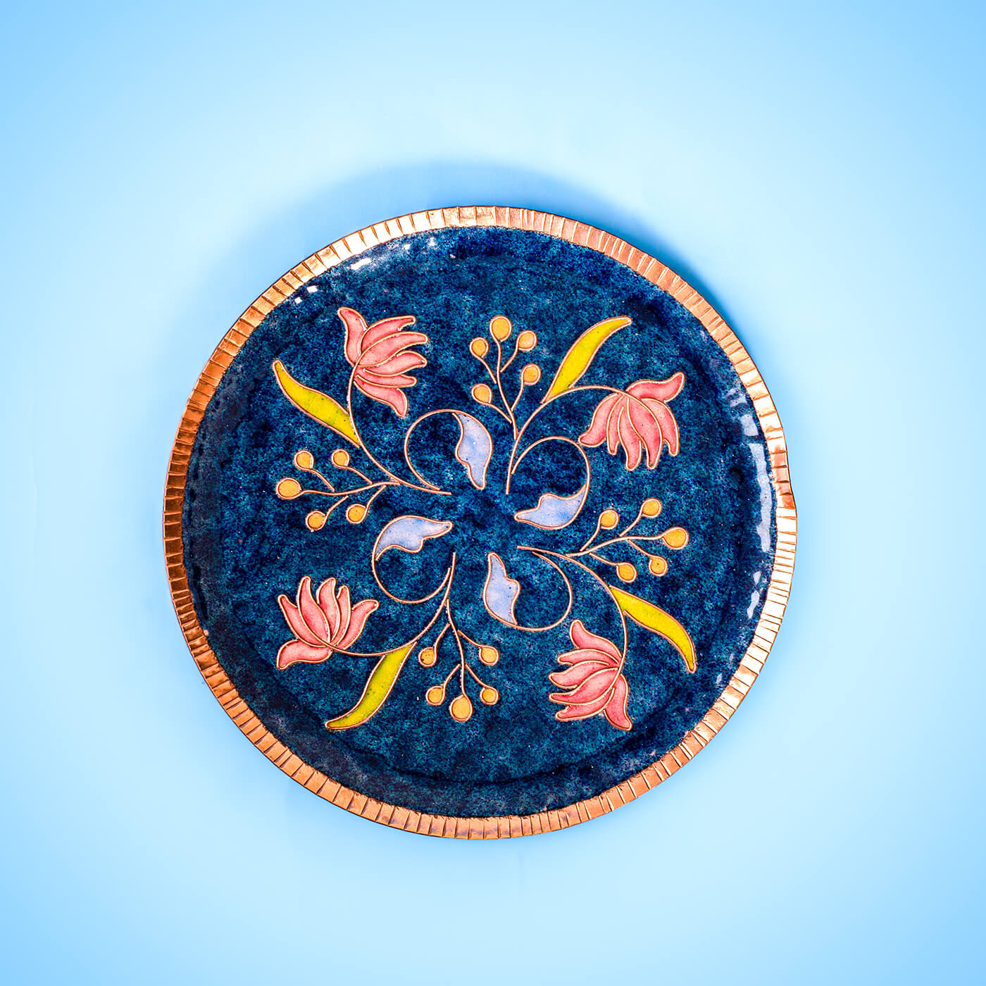 8'' handmade cloisonne decorative plate with floral pattern, copper display plate, wall decoration plate, outlets Collectible Plates.