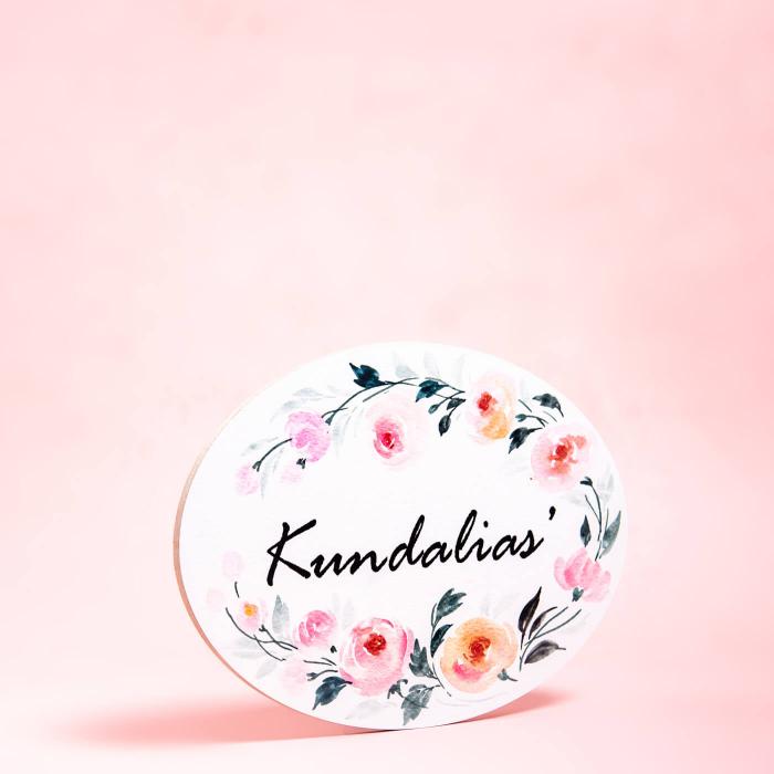 Oval Hand-painted Floral Nameboard