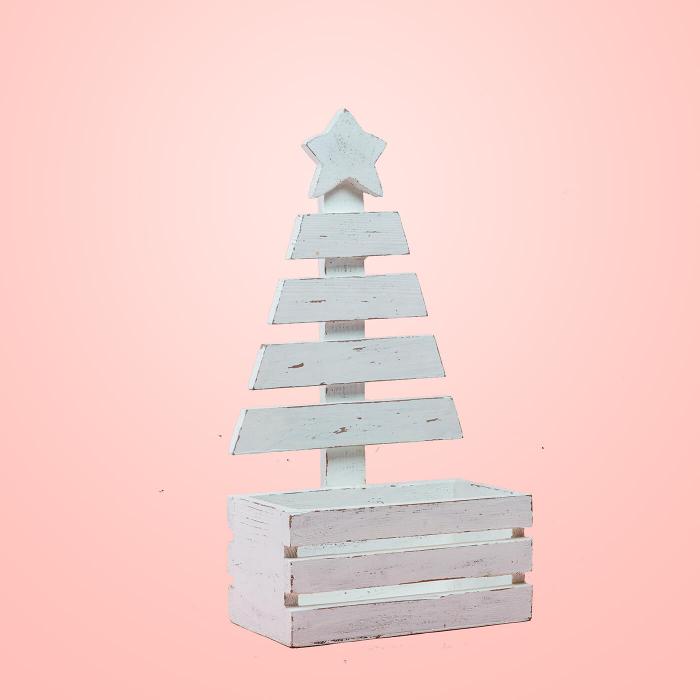 Small Christmas Tree Basket - White