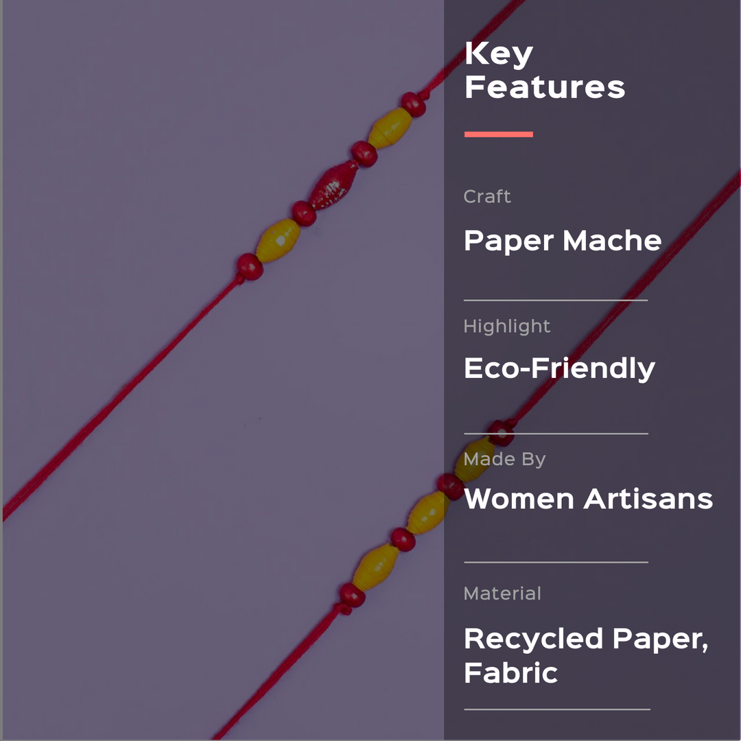 Paper Woven Beaded Rakhi Set With Roli Chawal