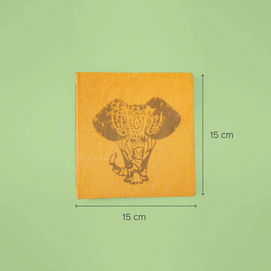 Handmade Yellow Elephant Block Print Plain Notebook
