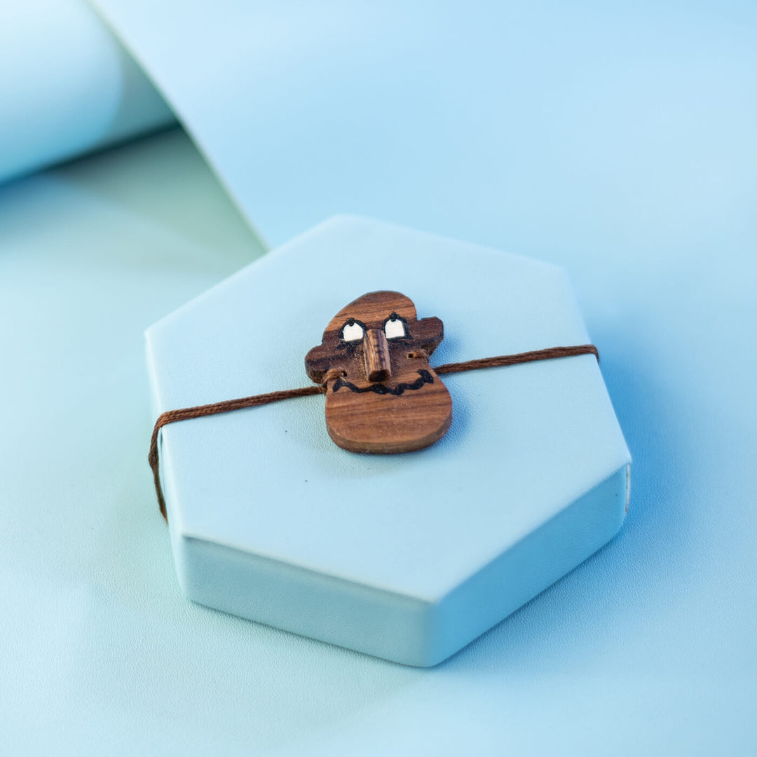 Handpainted Wooden Rakhi With Roli Chawal