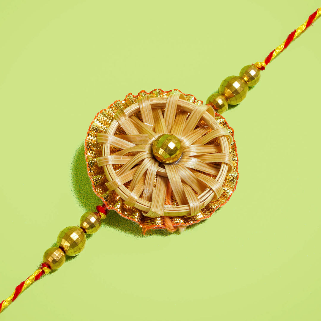 Ecofriendly Bamboo Rakhi With Roli Chawal