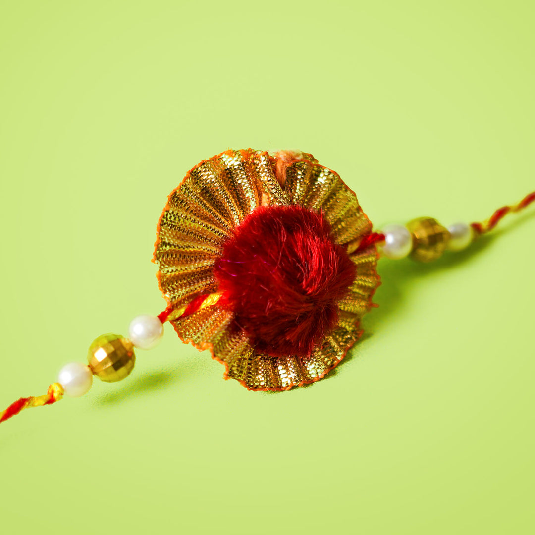 Ecofriendly Bamboo Rakhi - Pearl & Gota