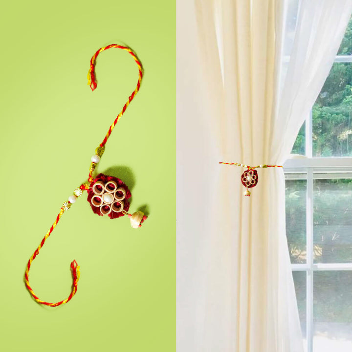 Ecofriendly Bamboo Rakhi - Pearl & Gota