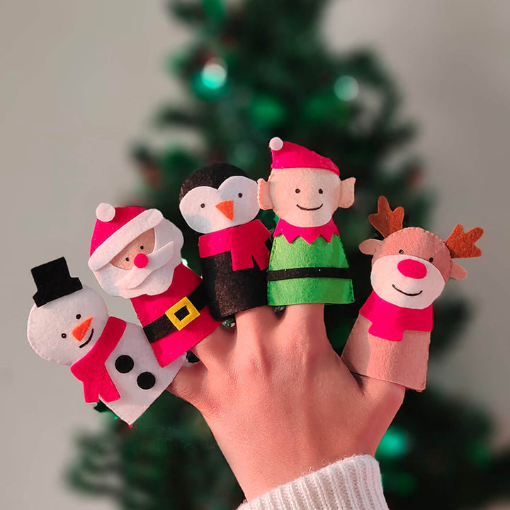 Christmas Theme Felt Finger Puppets - Set of 6