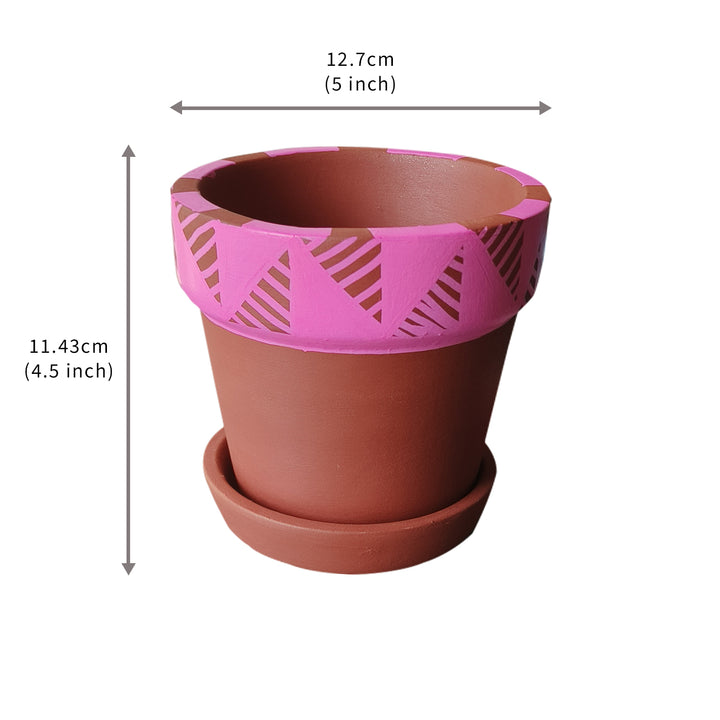 Handpainted Terracotta Colour Pop Planter Pot (Set of 3)