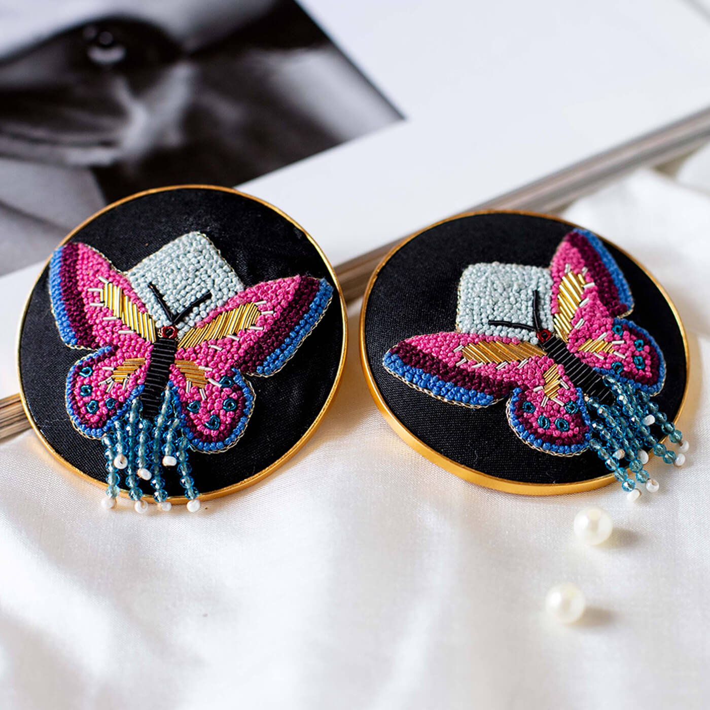 How to Make Butterfly Earrings | Lace Designs | Machine Embroidery | DIY  Jewelry - YouTube