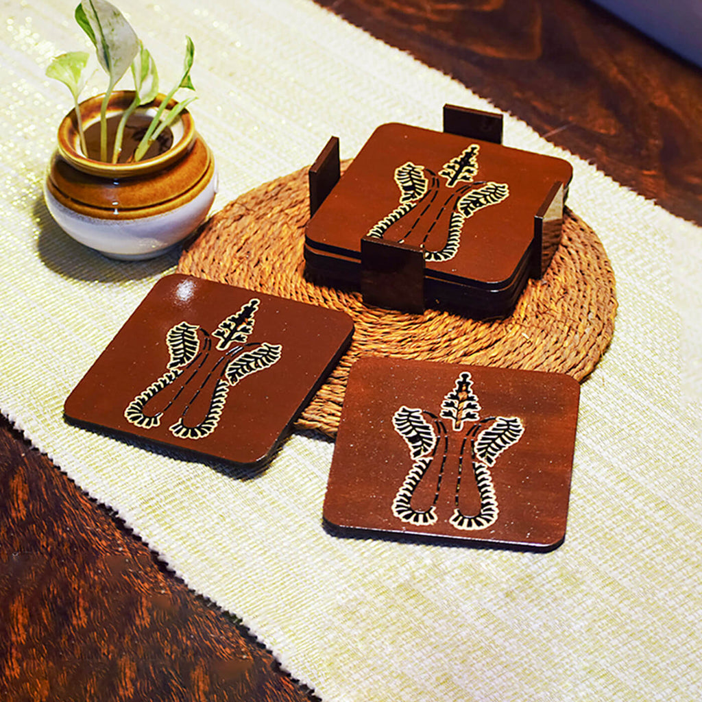 Hand Painted Jaali Coaster Set 2