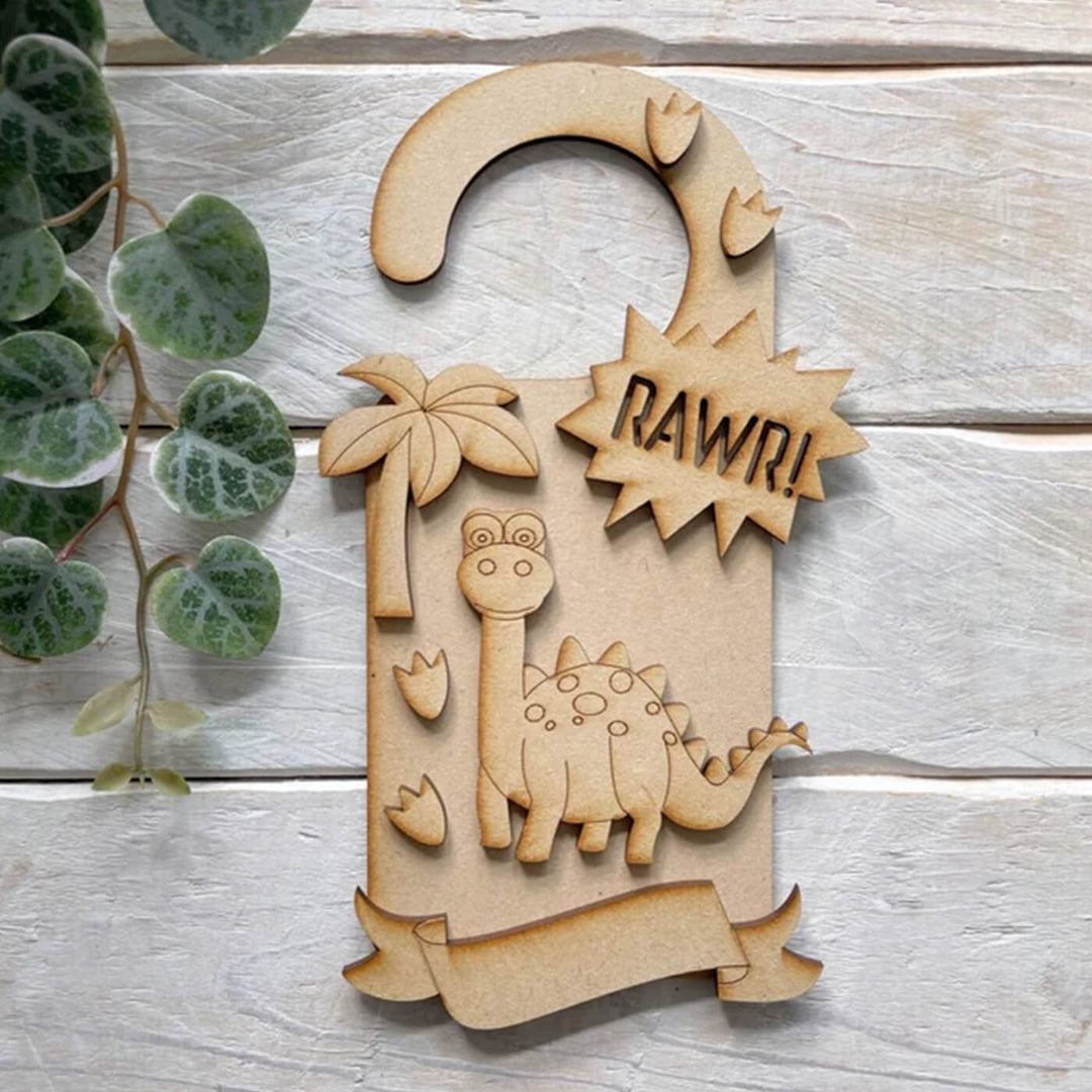 Ready to Paint MDF Door Hangers - Dinosaur Theme - 1074