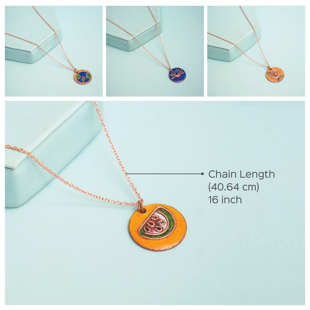 Handmade Copper Enamelled Chaai Paani Necklace and Earrings