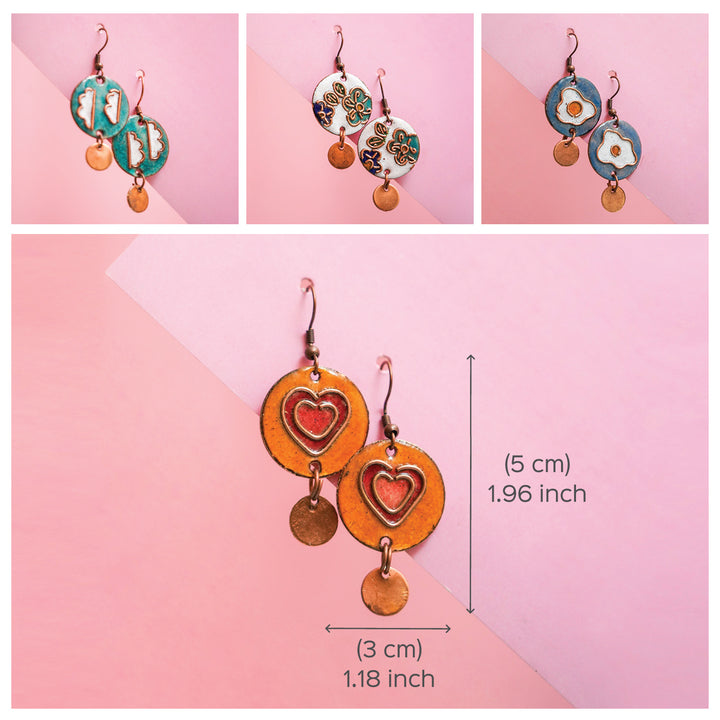 Handmade Copper Enamelled Chaai Paani Necklace and Earrings