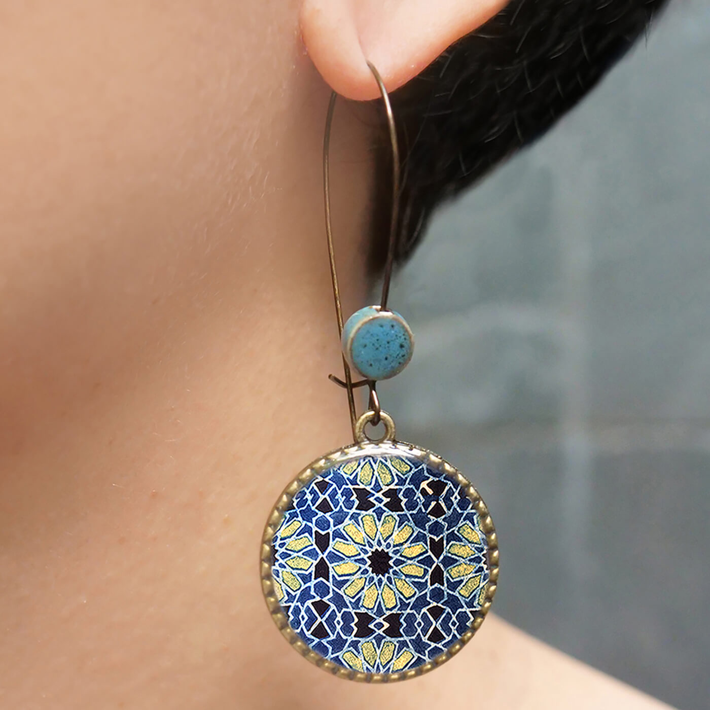 Mandala Hoop Earrings, Tribal Earrings, Boho Earrings, Ethnic Earrings