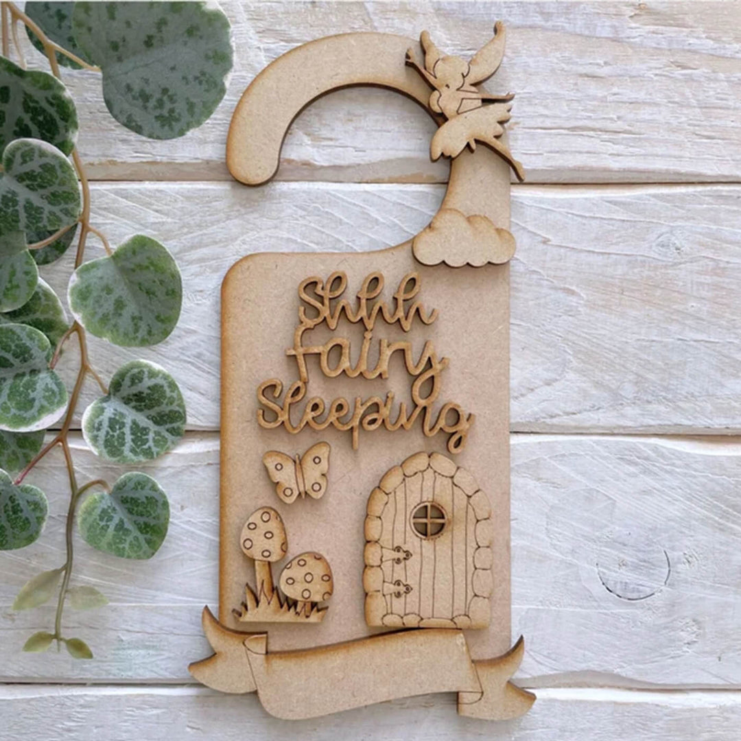 Ready to Paint MDF Door Hangers - Fairy Sleeping - 1589