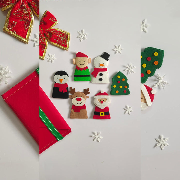 Christmas Theme Felt Finger Puppets - Set of 6