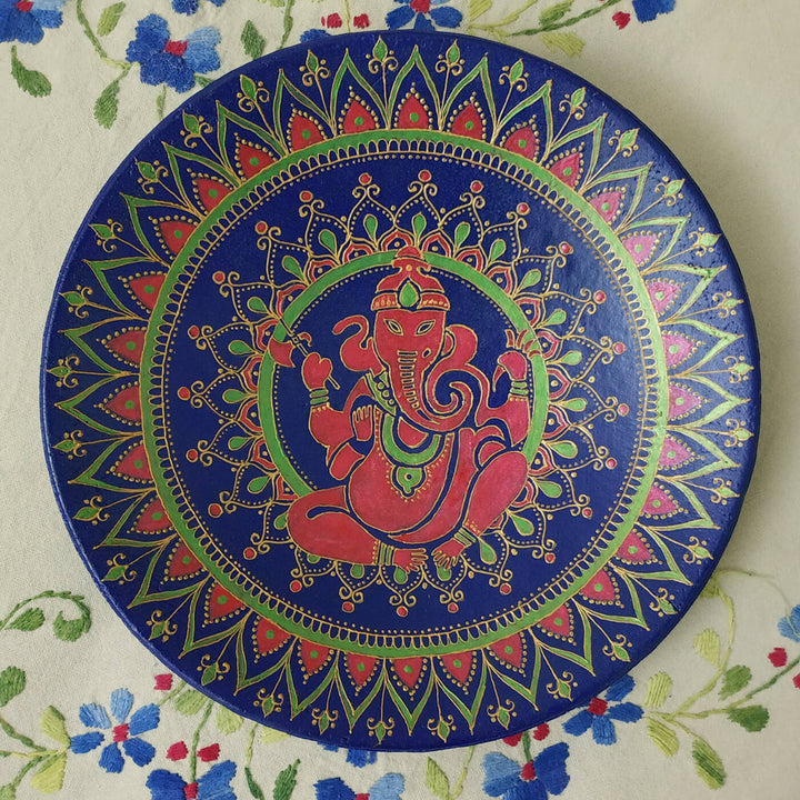 Handpainted Terracotta Wall Plate - Ganesha