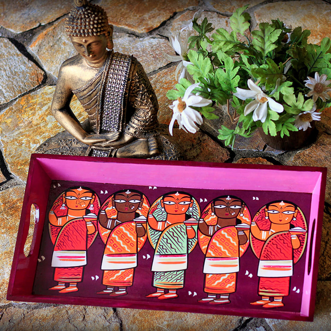 Ethnic Decoupage 5 Ladies MDF Tray - Broad