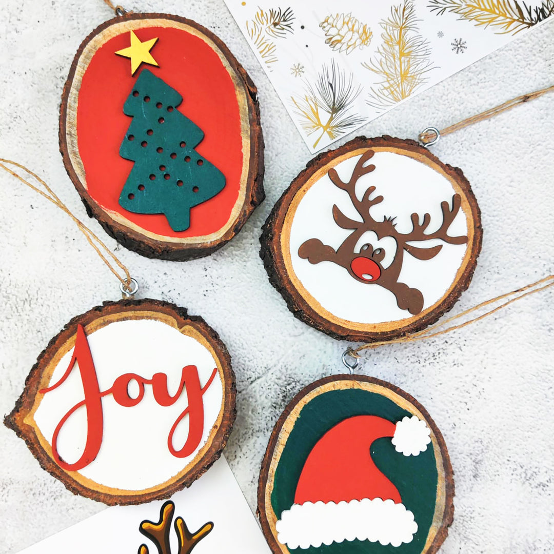 Christmas Bark Wall Hangings - Set of 4