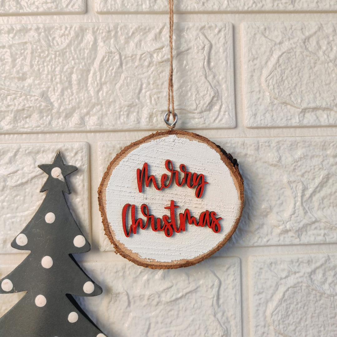 "Merry Christmas" Wooden Bark Wall Hanging