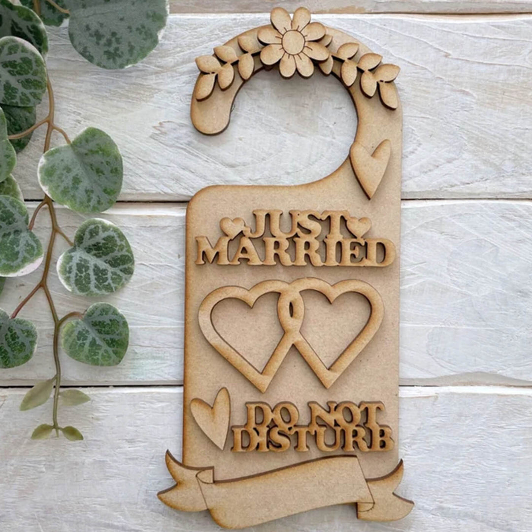 Ready to Paint MDF Door Hangers - Just Married - 1591