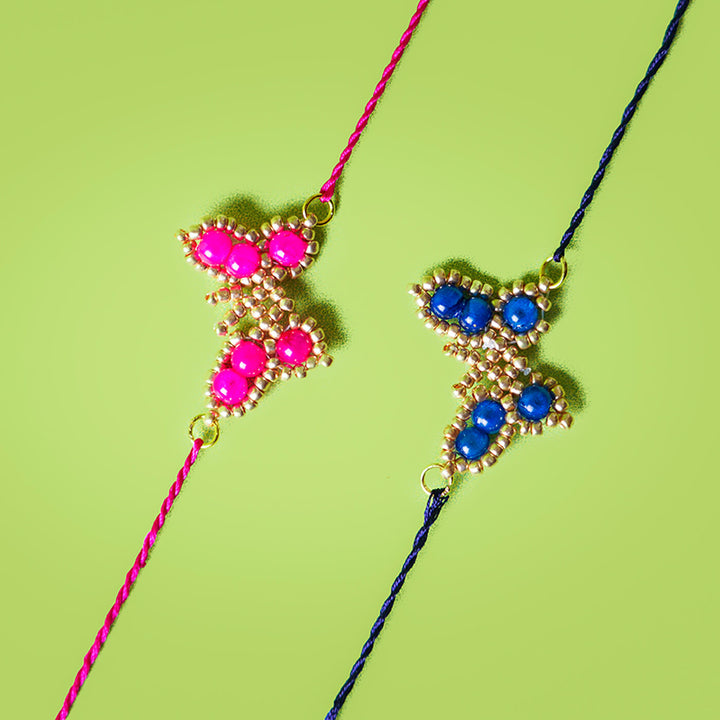 Handcrafted Butterfly Rakhi With Roli Chawal - Set of 2