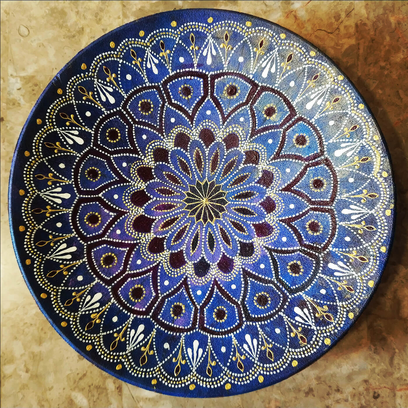 Hand outlet painted Mandala