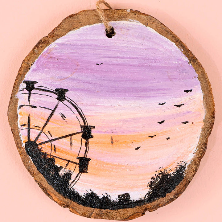 Pastel Skyscape Mango Wood Bark Wall Decor