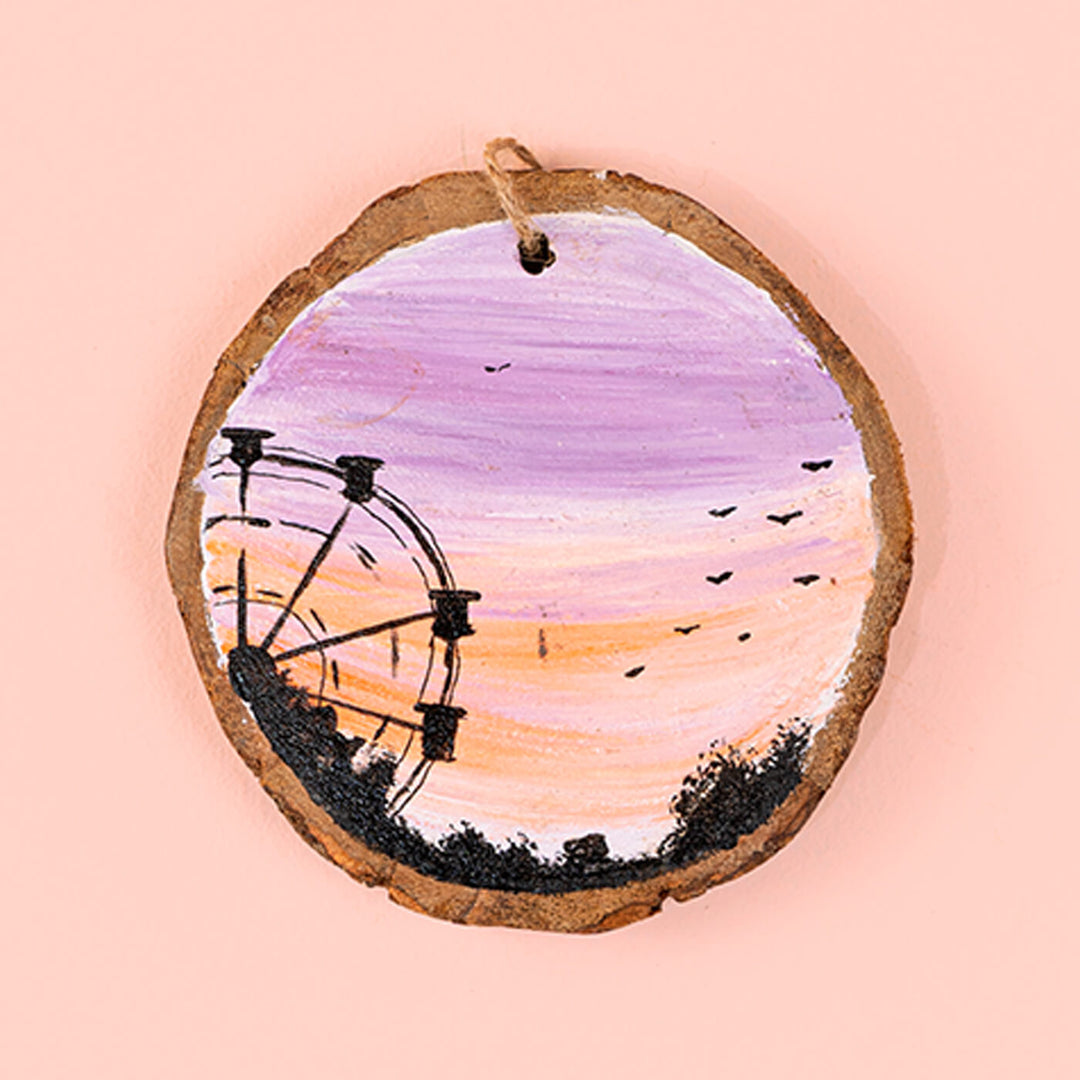 Pastel Skyscape Mango Wood Bark Wall Decor