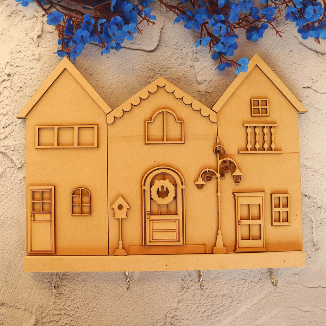 Ready-To-Paint MDF 3D Huts Keyholder - XMAS029