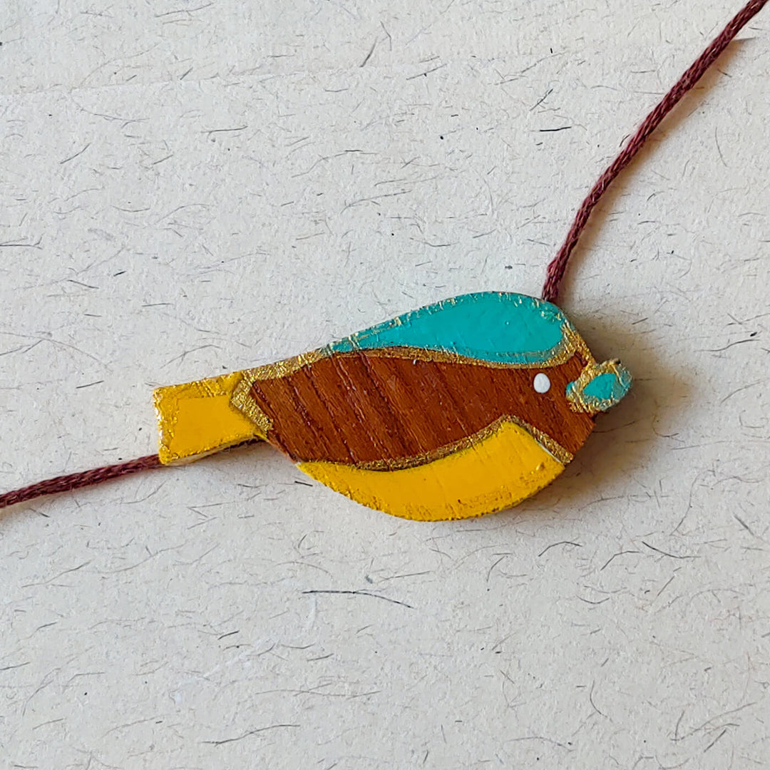 Handpainted Wooden Rakhi With Roli Chawal