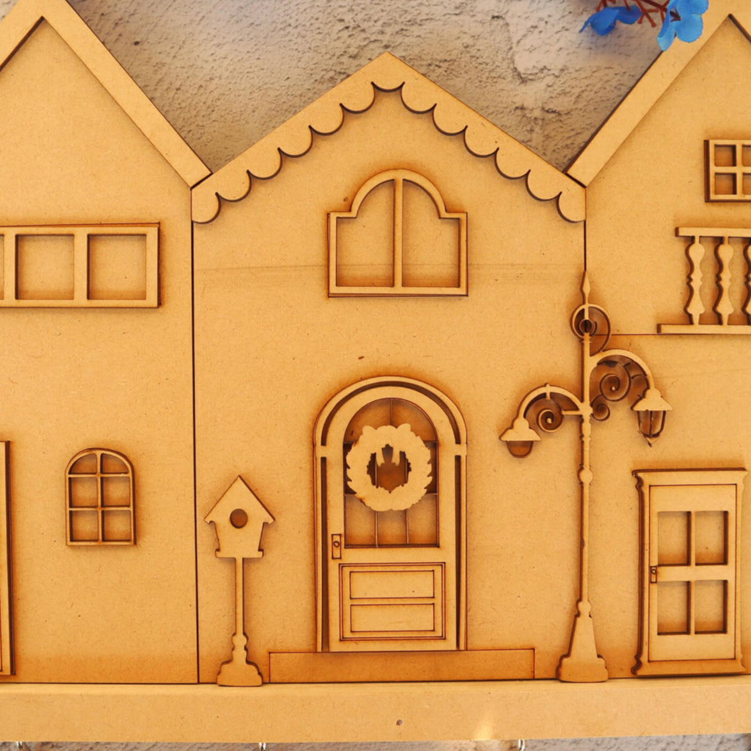 Ready-To-Paint MDF 3D Huts Keyholder - XMAS029