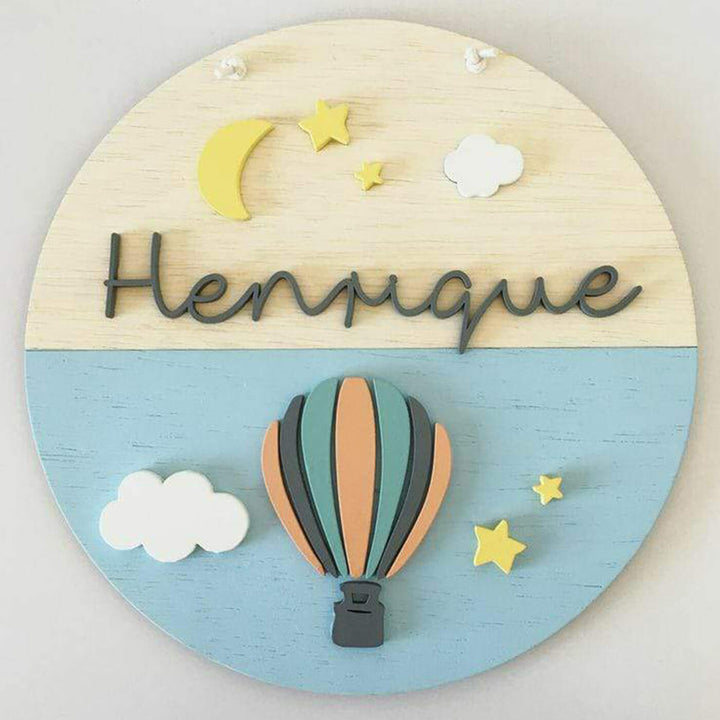 Painted Nameboard for Kids - Air Balloon Theme