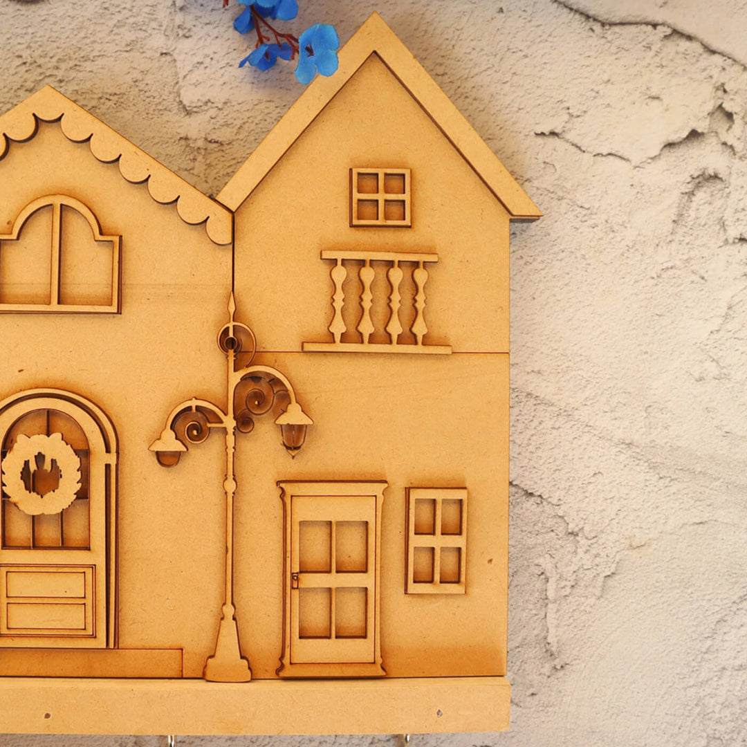 Ready-To-Paint MDF 3D Huts Keyholder - XMAS029