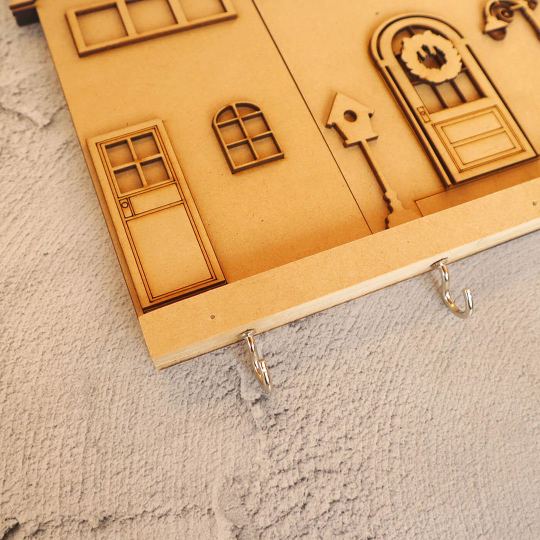 Ready-To-Paint MDF 3D Huts Keyholder - XMAS029