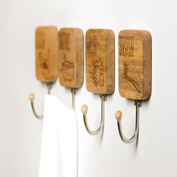 Etched Wood "Bathe" Hook