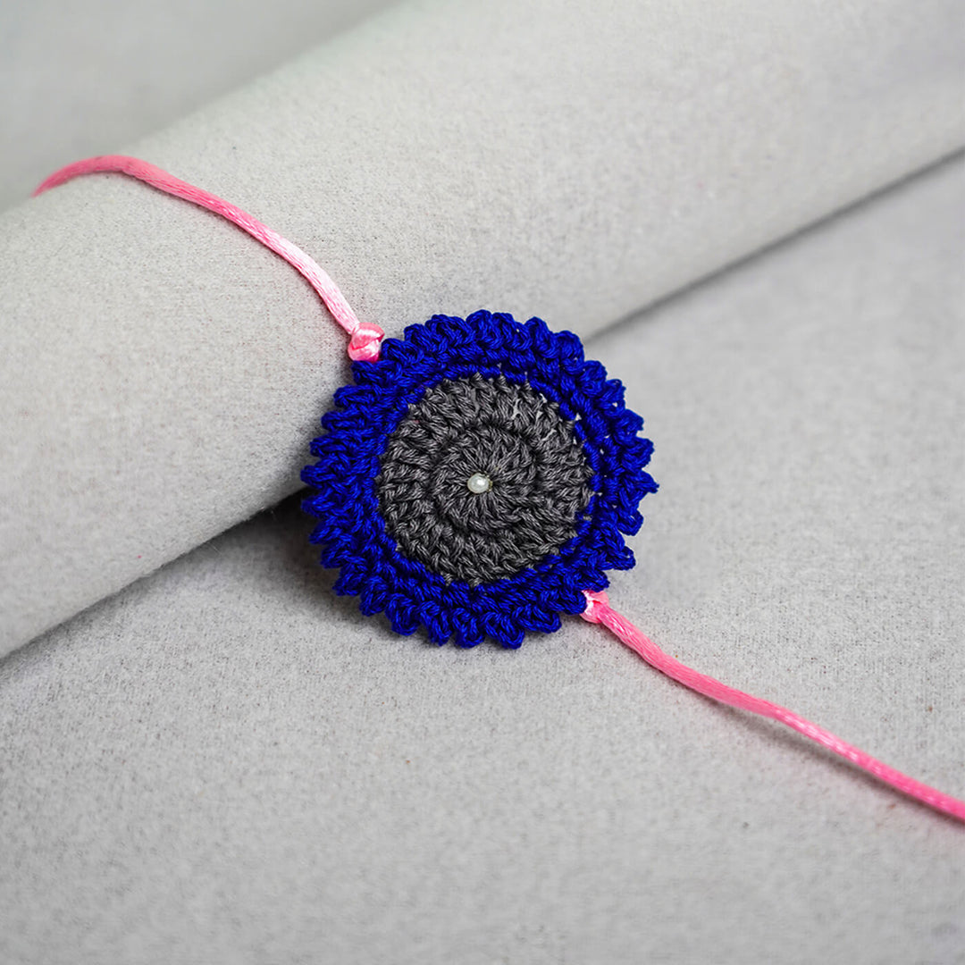 Handcrafted Mandala Crochet Rakhi With Roli Chawal