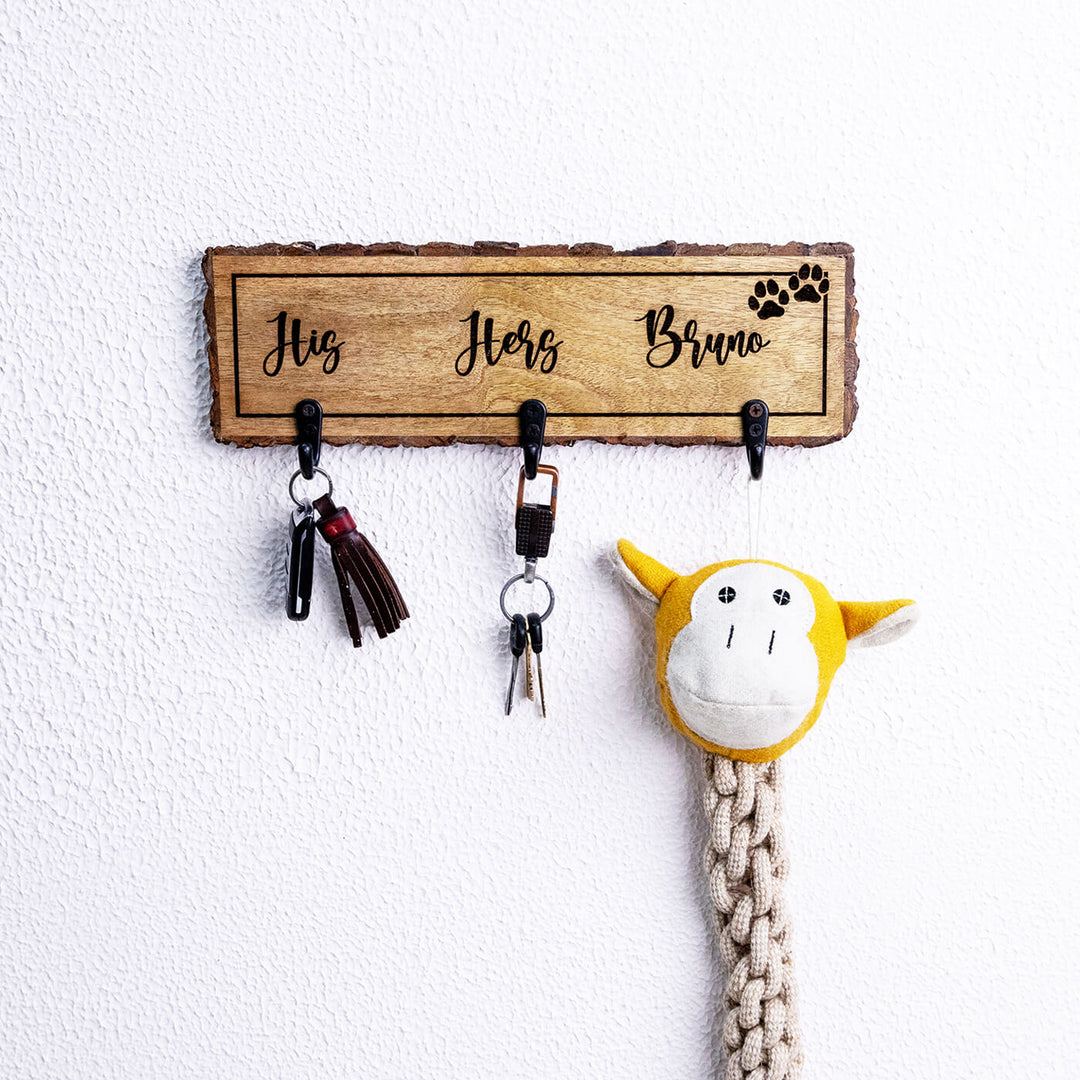 "His Her" Customised Key Holder with Pet Name