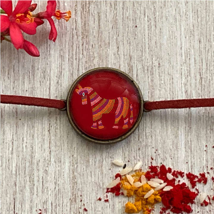 Handcrafted Folkart Rakhi With Roli Chawal